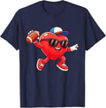 Heart Play Football Valentines Day for Teens Boys Girls Kids T-Shirt - Navy Blue