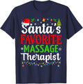 Santa’s Favorite Massage Therapist Christmas Massage Therapy T-Shirt - Navy Blue