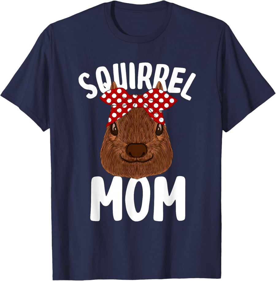 Funny Squirrel Mom Gift For Women Cool Squirrel Lover Mama T-Shirt - Navy Blue