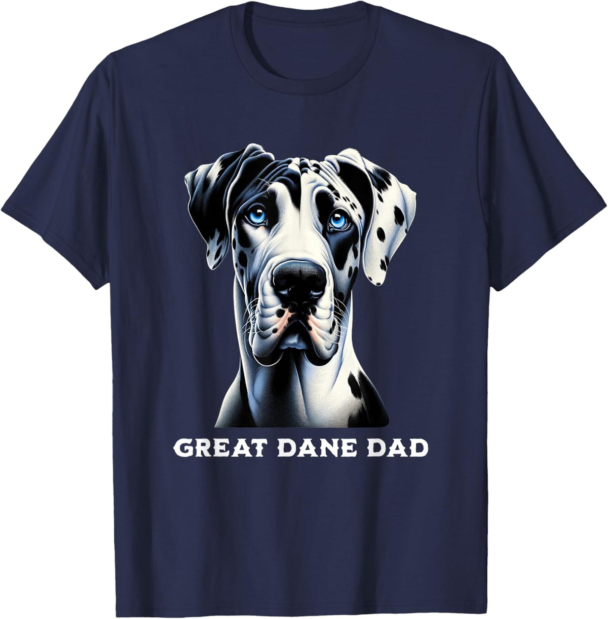 Goofy Giant Adorable Large Gentle Dog Lover Great Dane Dad Tee T-Shirt - Navy Blue