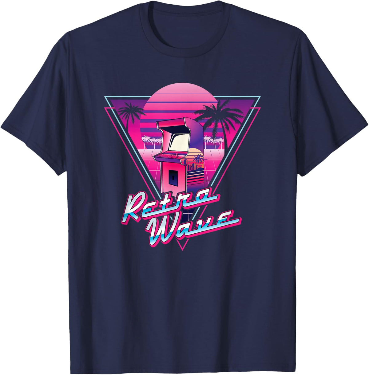 Vintage 80s Retrowave Synthwave Classic Video Game Arcades T-Shirt - Navy Blue