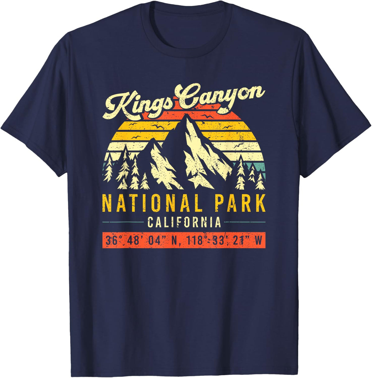 Kings Canyon California Vintage Retro National Park T-Shirt - Navy Blue