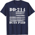 DD 214 Alumni DD-214 Dues Paid US Military Veteran T-Shirt - Navy Blue