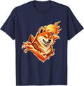 Shiba Inu in a Warm Sunset Burst T-Shirt - Navy Blue