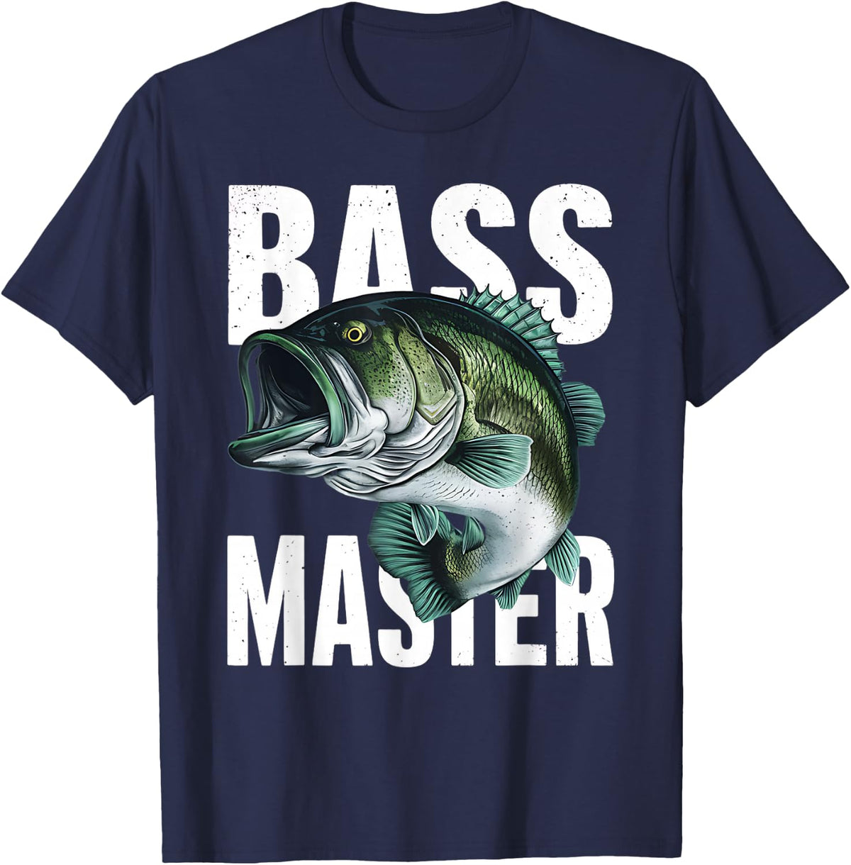 Bass Master Intricate Largemouth Bass Fishing Tees T-Shirts for Men - Navy Blue
