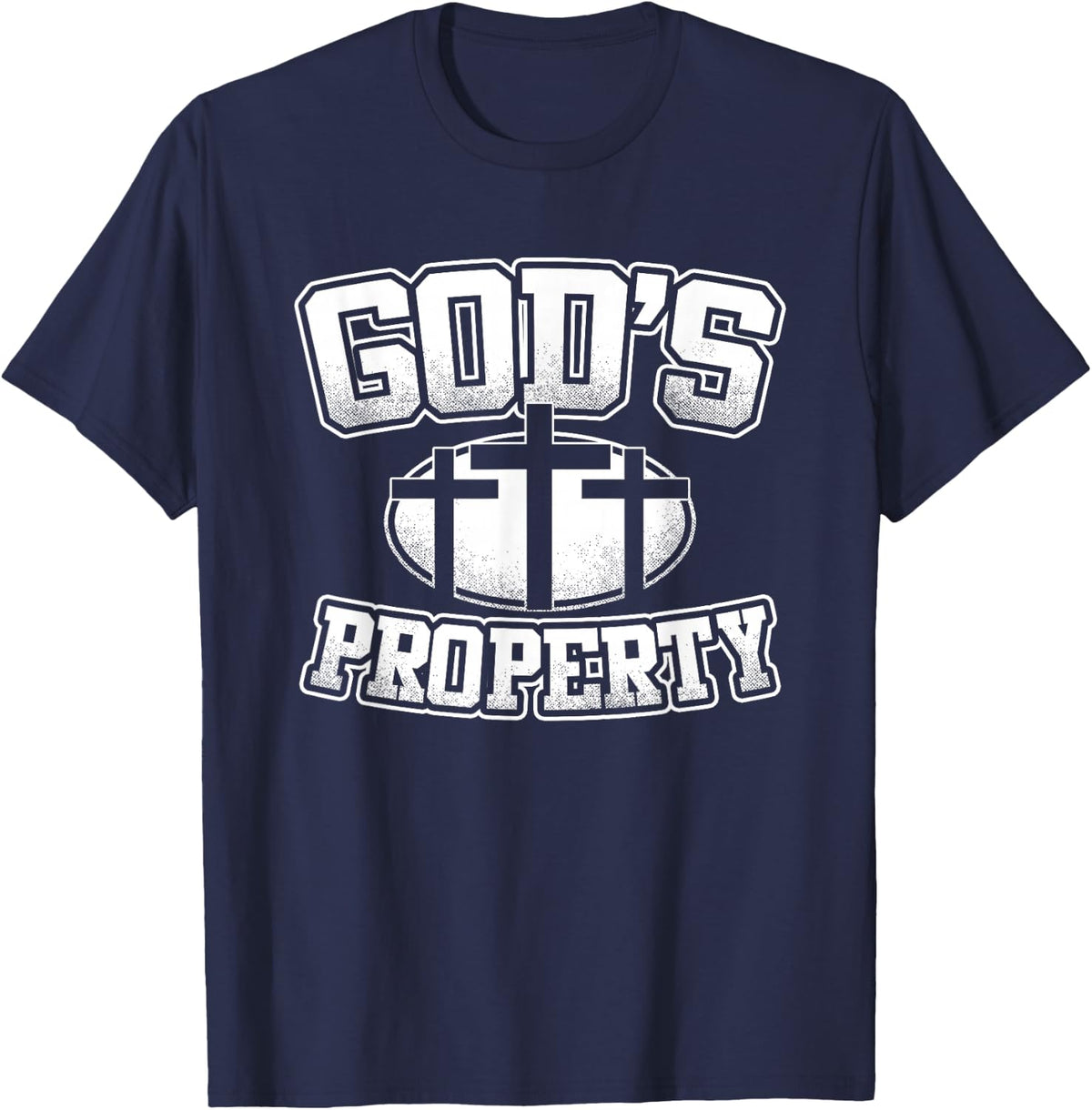 Property Of God Jesus Christian Cross Faith Gift T-Shirt - Navy Blue