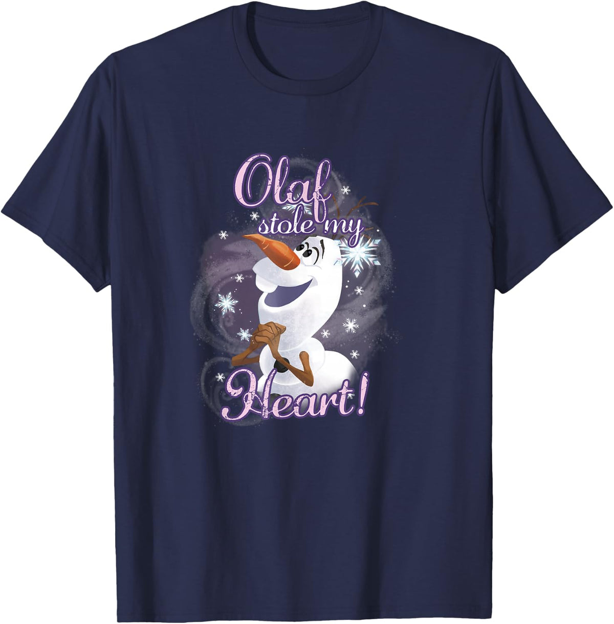 Disney Frozen Valentine's Day Olaf Stole My Heart Snowflake T-Shirt - Navy Blue