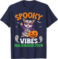 Spooky Vibes Halloween 2026 Rocking Sugar Glider Skeleton T-Shirt - Navy Blue