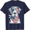 Great Dane Dog USA Flag Sunglasses Patriotic 4th Of July Tees T-Shirt - Navy Blue