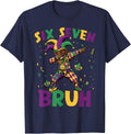 Six Seven 67 Meme Cool Mardi Gras Dabbing Black Boys Kids T-Shirt - Navy Blue