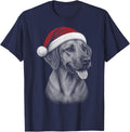 Rhodesian Ridgeback - Cute Dog with Red Christmas Hat T-Shirt - Navy Blue