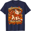 Thanksgiving Animal Lovers Alpaca Turkey Pumpkin Fall T-Shirt - Navy Blue