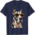 Cool Great Dane Roar Leopard Sunglasses Funny Humor T-Shirt - Navy Blue