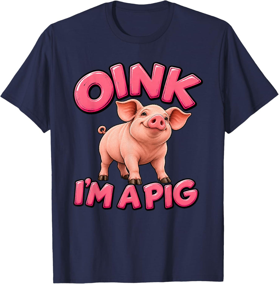 Oink I'm A Pig Funny Halloween Costume T-Shirt - Navy Blue