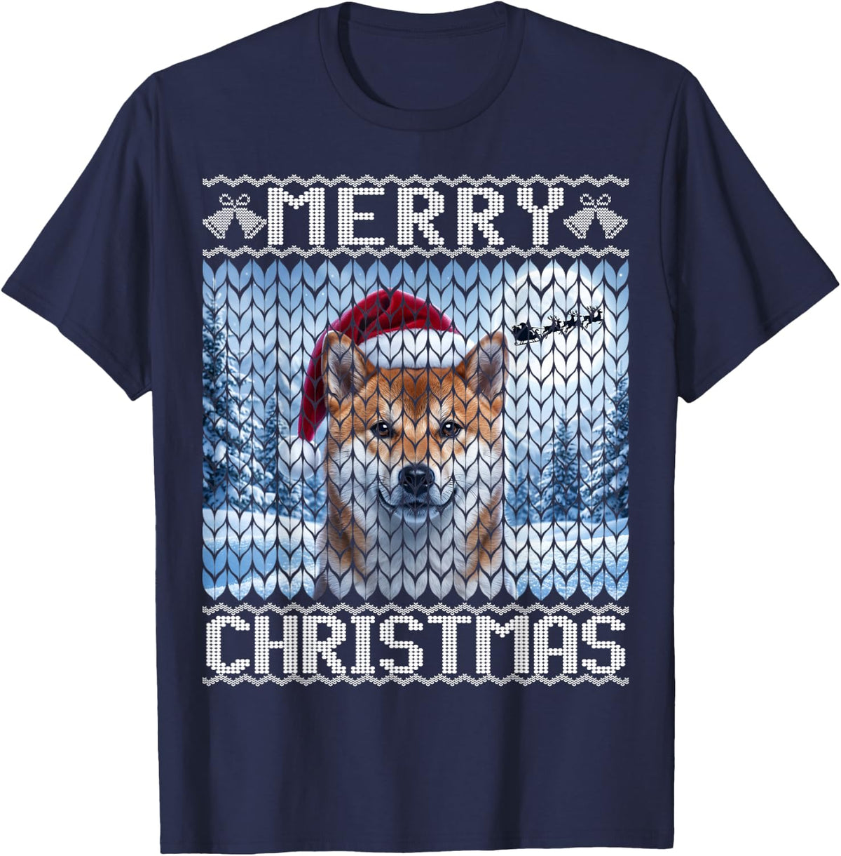 Red Shiba Inu Dog T-Shirt - Navy Blue