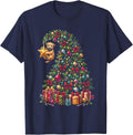 Soft Coated Wheaten Terrier Hanging from Christmas Tree T-Shirt - Navy Blue