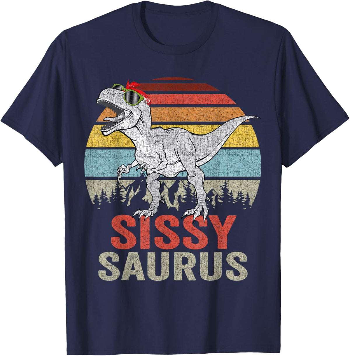 Sissysaurus T Rex Dino Sissy Saurus Dinosaur Girls Kids T-Shirt - Navy Blue