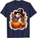 Thanksgiving Greyhound Dog Owner Mom Dad Lover Funny Pilgrim T-Shirt - Navy Blue