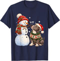 Funny Christmas Snowman Boop Pitbull Dog Lover Cute Pittie T-Shirt - Navy Blue