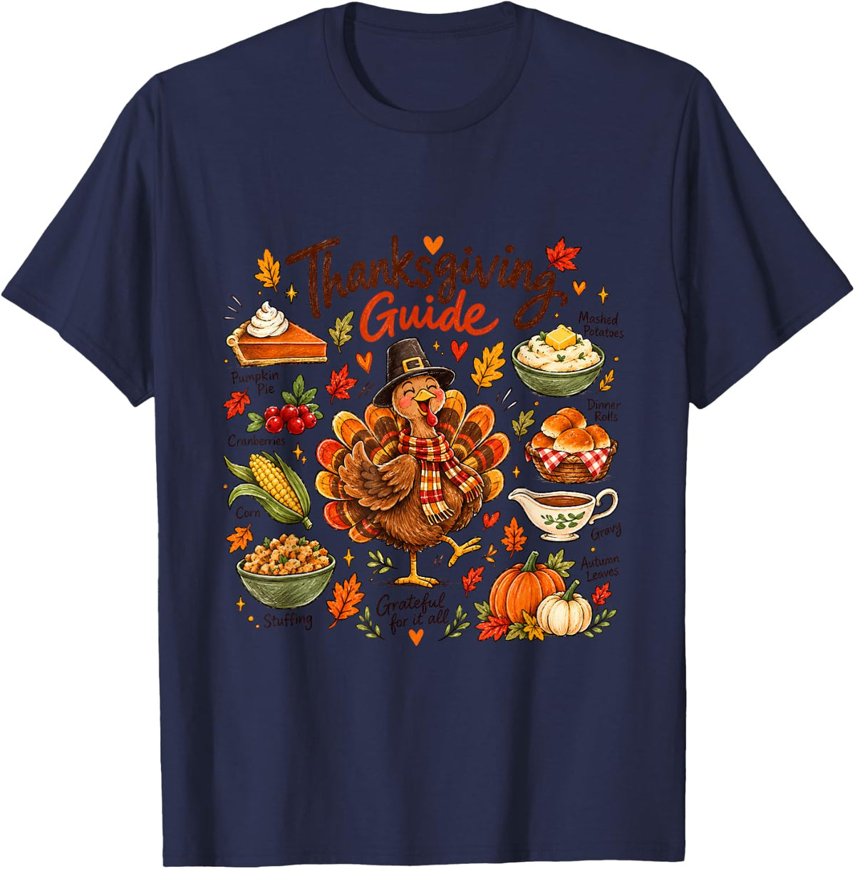 Thanksgiving Guide Vintage Turkey Chicken Women Men Kids T-Shirt - Navy Blue