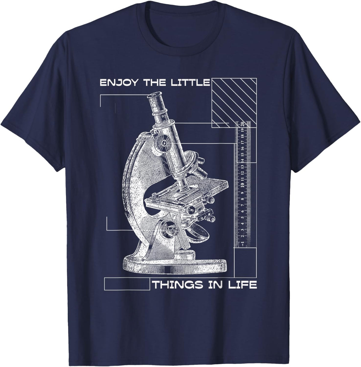 Enjoy The Little Things In Life Microscope Microbiology Tee T-Shirt - Navy Blue
