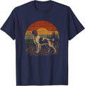 Retro Brittany Spaniel Artwork Design T-Shirt - Navy Blue