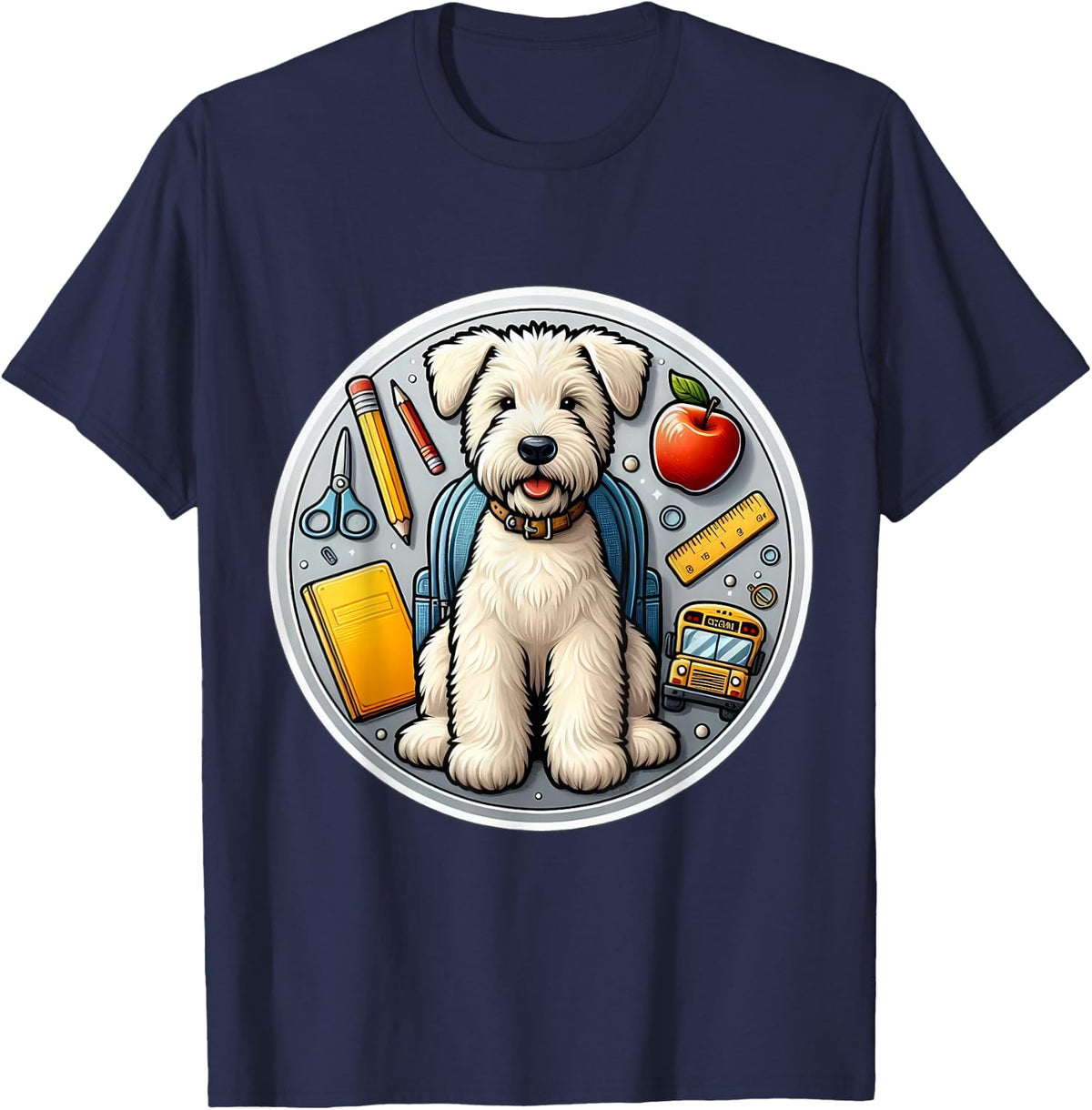 Back To School Soft Coated Wheaten Terrier Dog Boy Girl Kids T-Shirt - Navy Blue