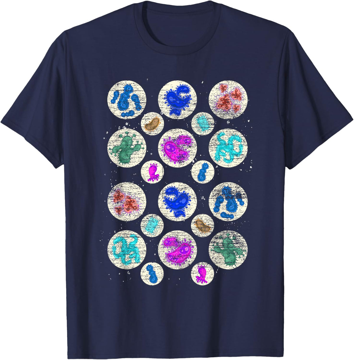 Bacteria Biology Laboratory Microbiologist Science Bacteria T-Shirt - Navy Blue