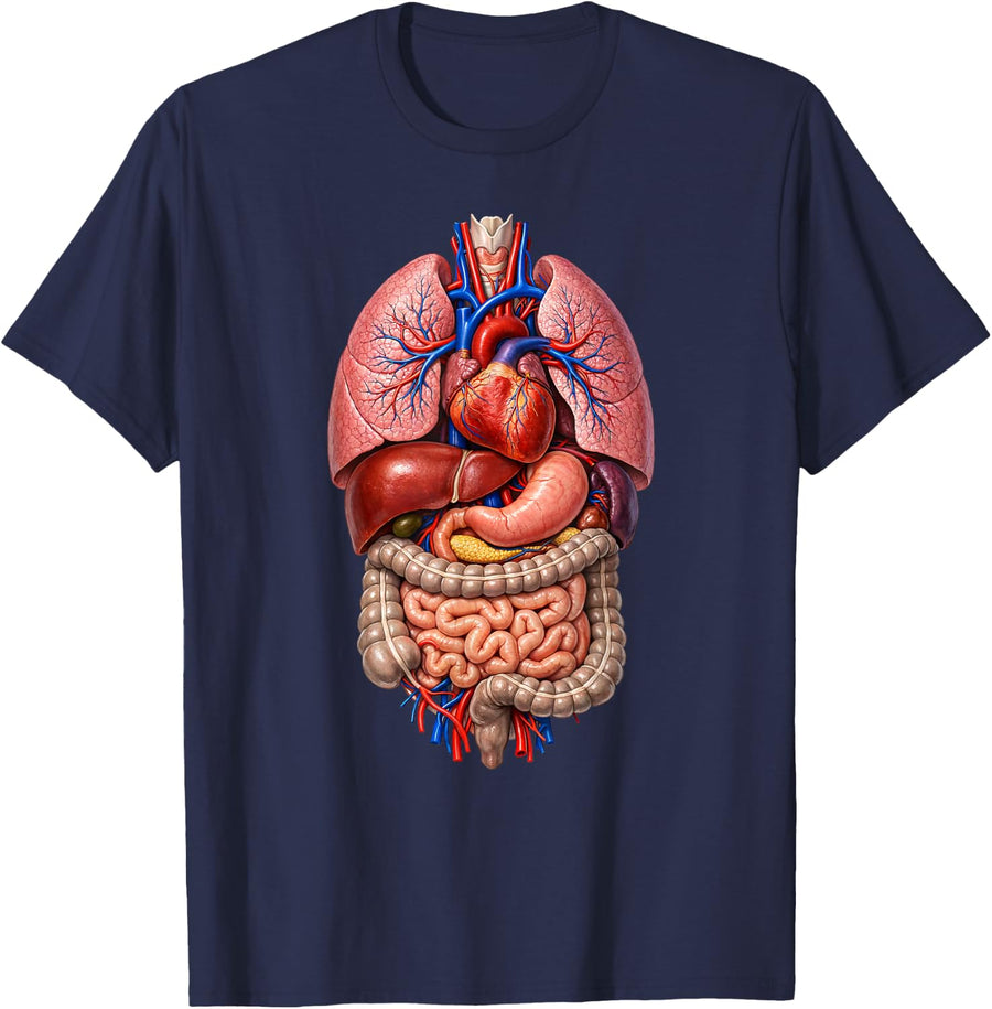 Human Body Organs Biologist T-Shirt - Navy Blue