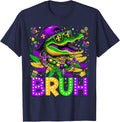 Alligator Bruh Mardi Gras Costume Carnival Teens Boys Kids T-Shirt - Navy Blue