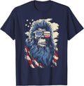 Bigfoot 4th of July American USA Flag Patriotic for Men T-Shirt - Navy Blue