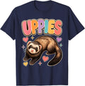 Ferret Uppies Pet Owner Keeper T-Shirt - Navy Blue