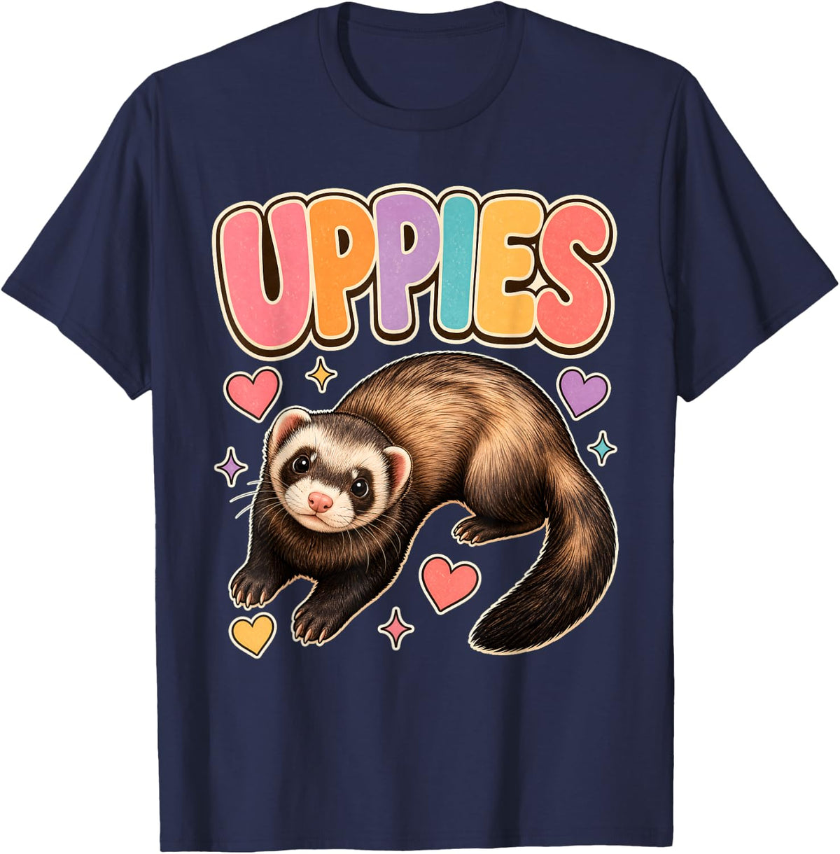 Ferret Uppies Pet Owner Keeper T-Shirt - Navy Blue