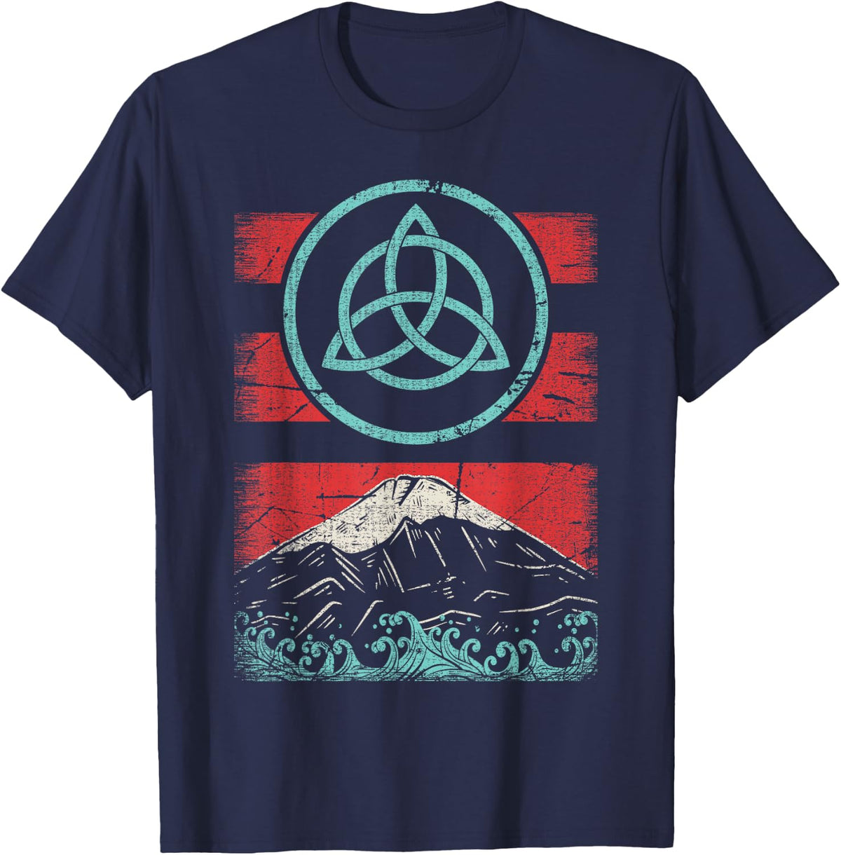 Trinity Celtic Knot Retro Vintage 80s Style Triquetra Gift T-Shirt - Navy Blue