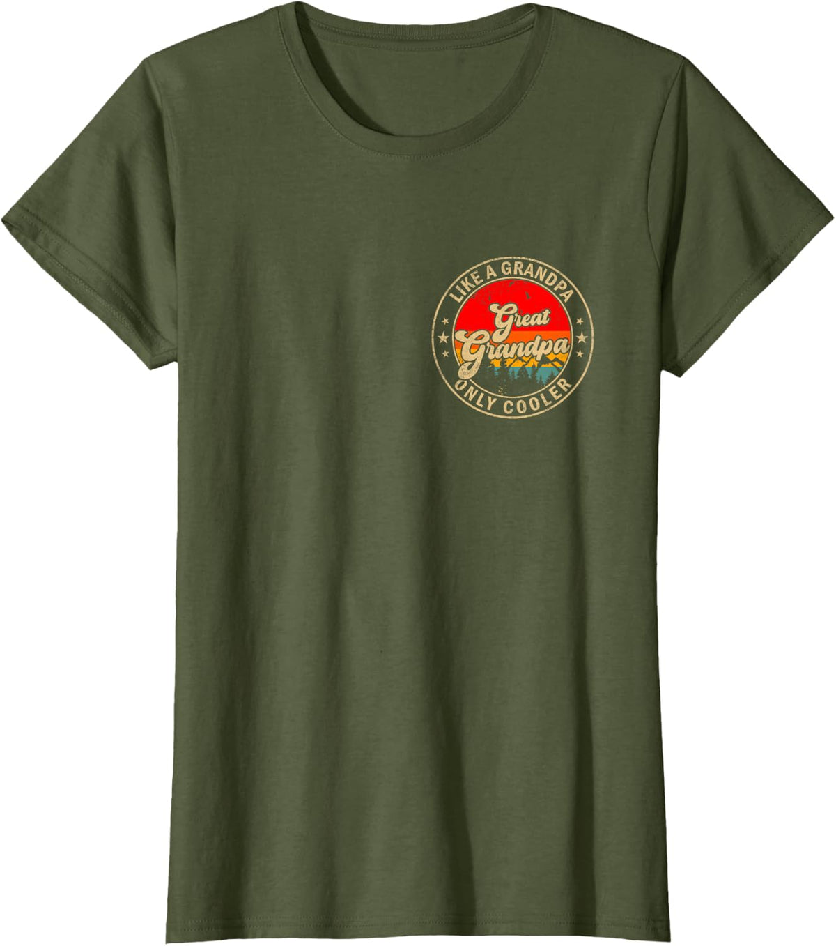 Great Grandpa Like A Grandpa Only Cooler Retro for Grandpa T-Shirt - Olive Green