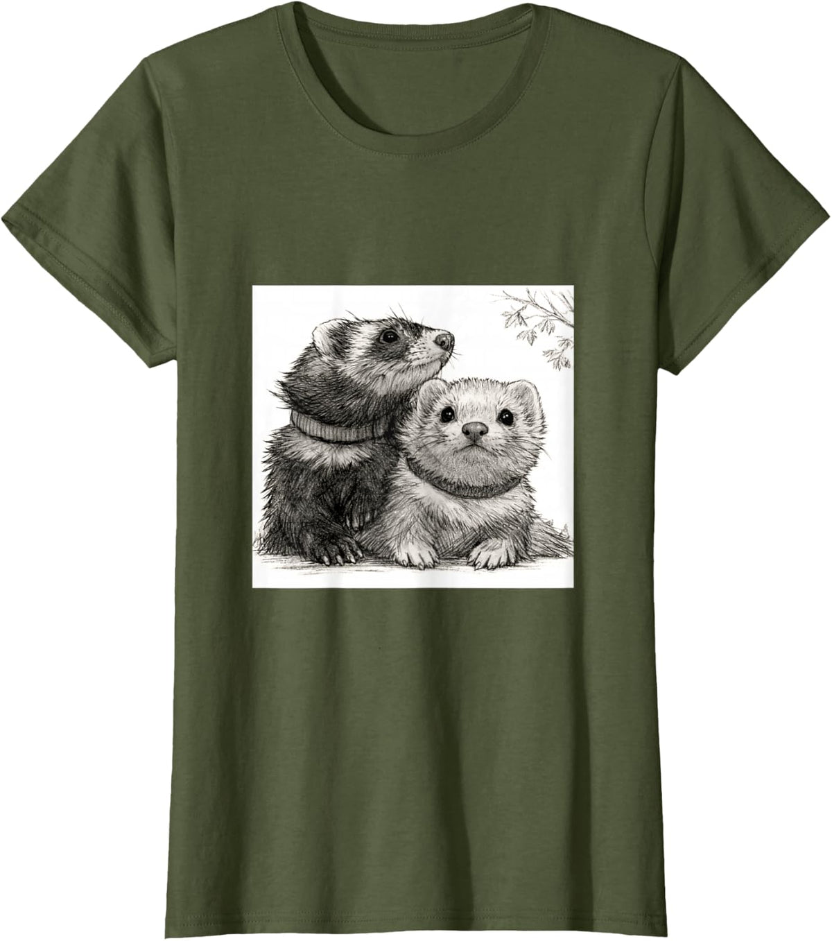 Ferret Pals Matching Friend Shirts Tee Ferret Shirt for Best Friends T-Shirt - Olive Green