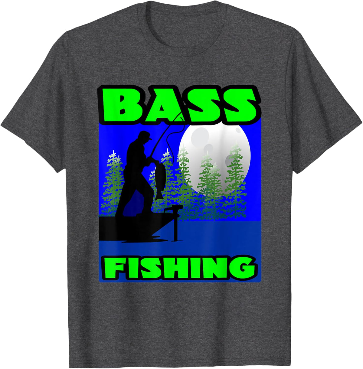 Bass Fishing Angler Fishing T-Shirt - Dark Heather Grey