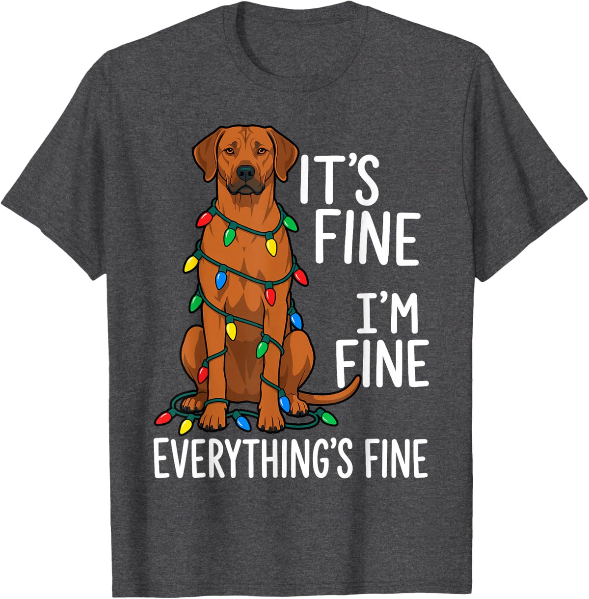 Xmas Rhodesian Ridgeback Dog Lover Funny Christmas T-Shirt - Dark Heather Grey