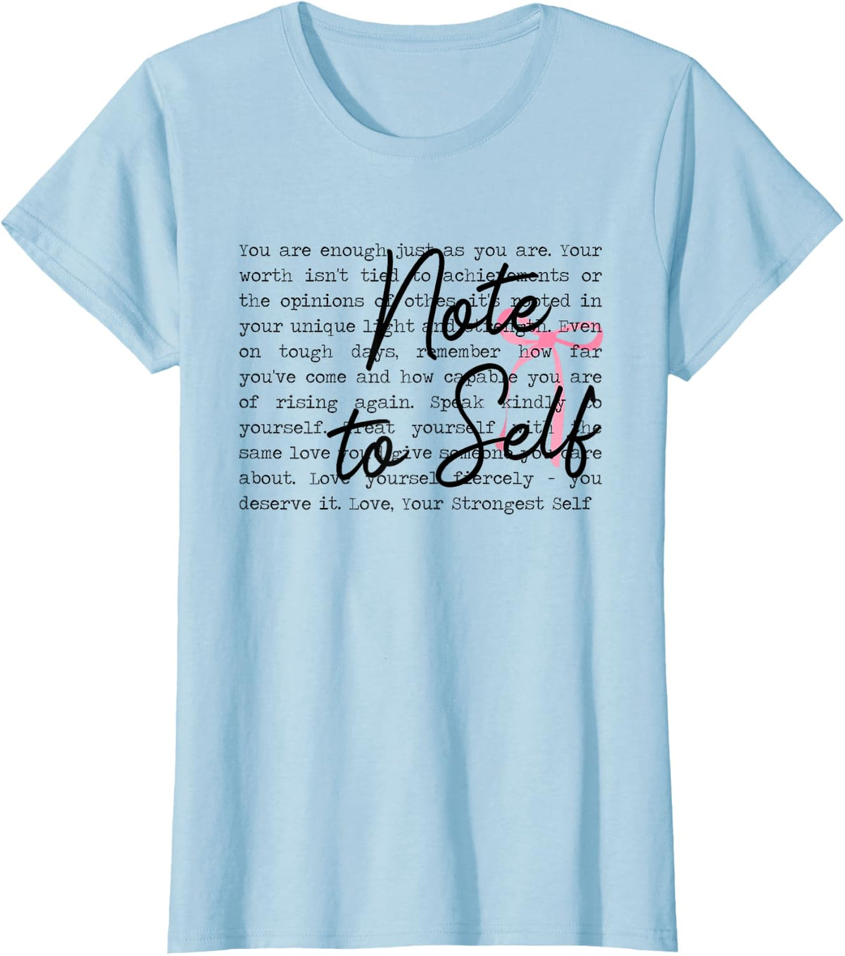 Note To Self Coquette Mental Health School Counselor Therapy T-Shirt - Baby Blue
