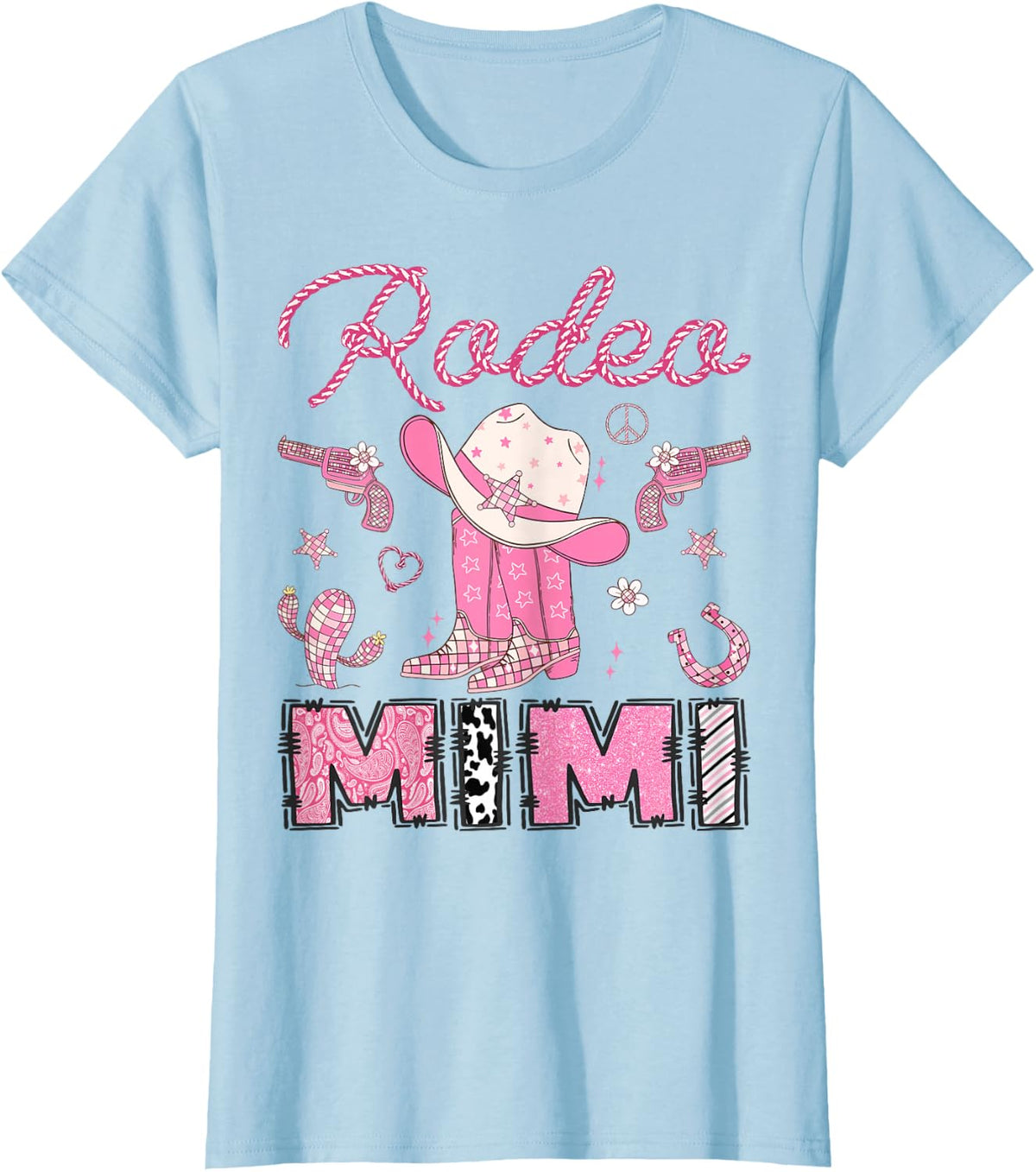 Rodeo Mimi Disco Cowgirl Boots 1st Birthday Girl T-Shirt - Baby Blue