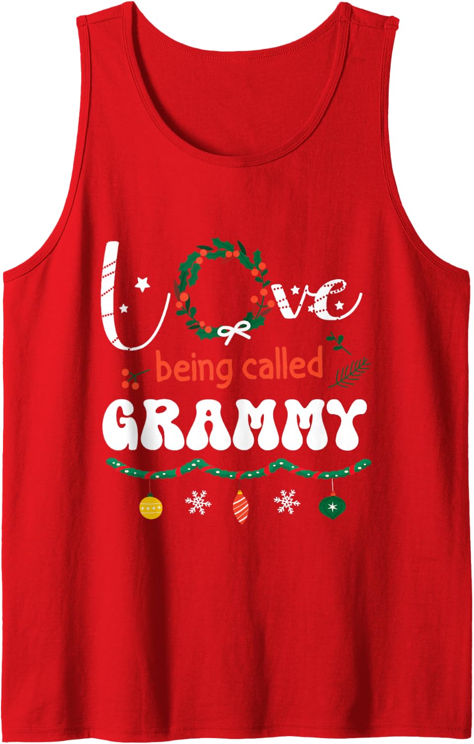 Snow Flowers Merry Christmas Day Me Love Being Called Grammy Sleeveless Tank Top - Red