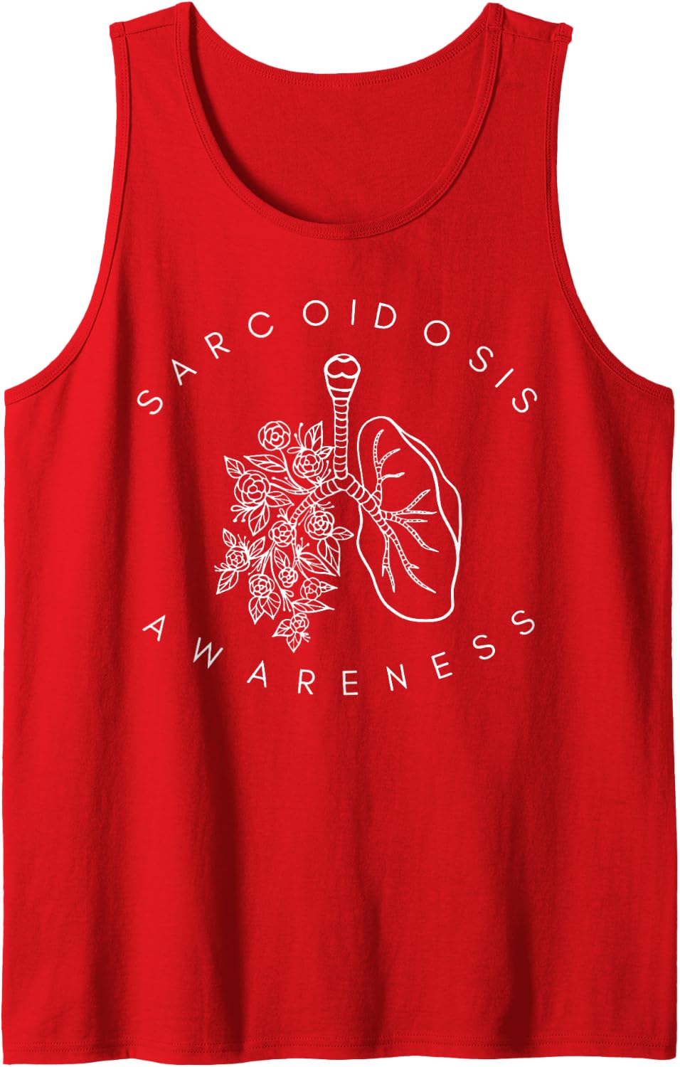 Floral Lung Sarcoidosis Awareness Pulmonary Sarcoidosis Sleeveless Tank Top - Red