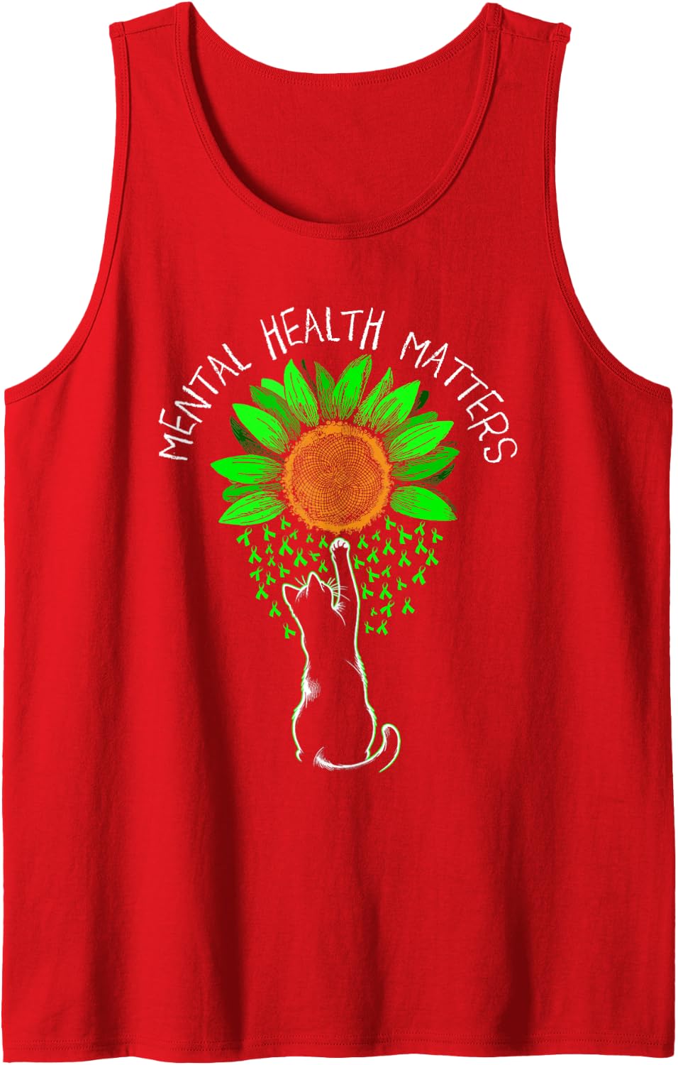 Mental Health Matters Cat Awareness Flower Women Men Kids Sleeveless Tank Top - Red