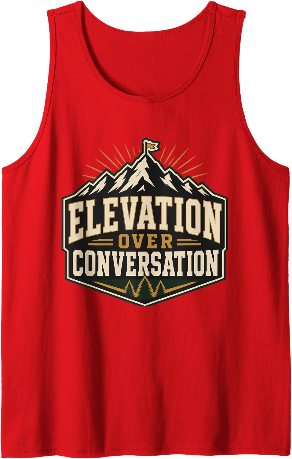 Elevation Over Conversation Hiking Mountain Hiker Trail Gift Tank Top - Red