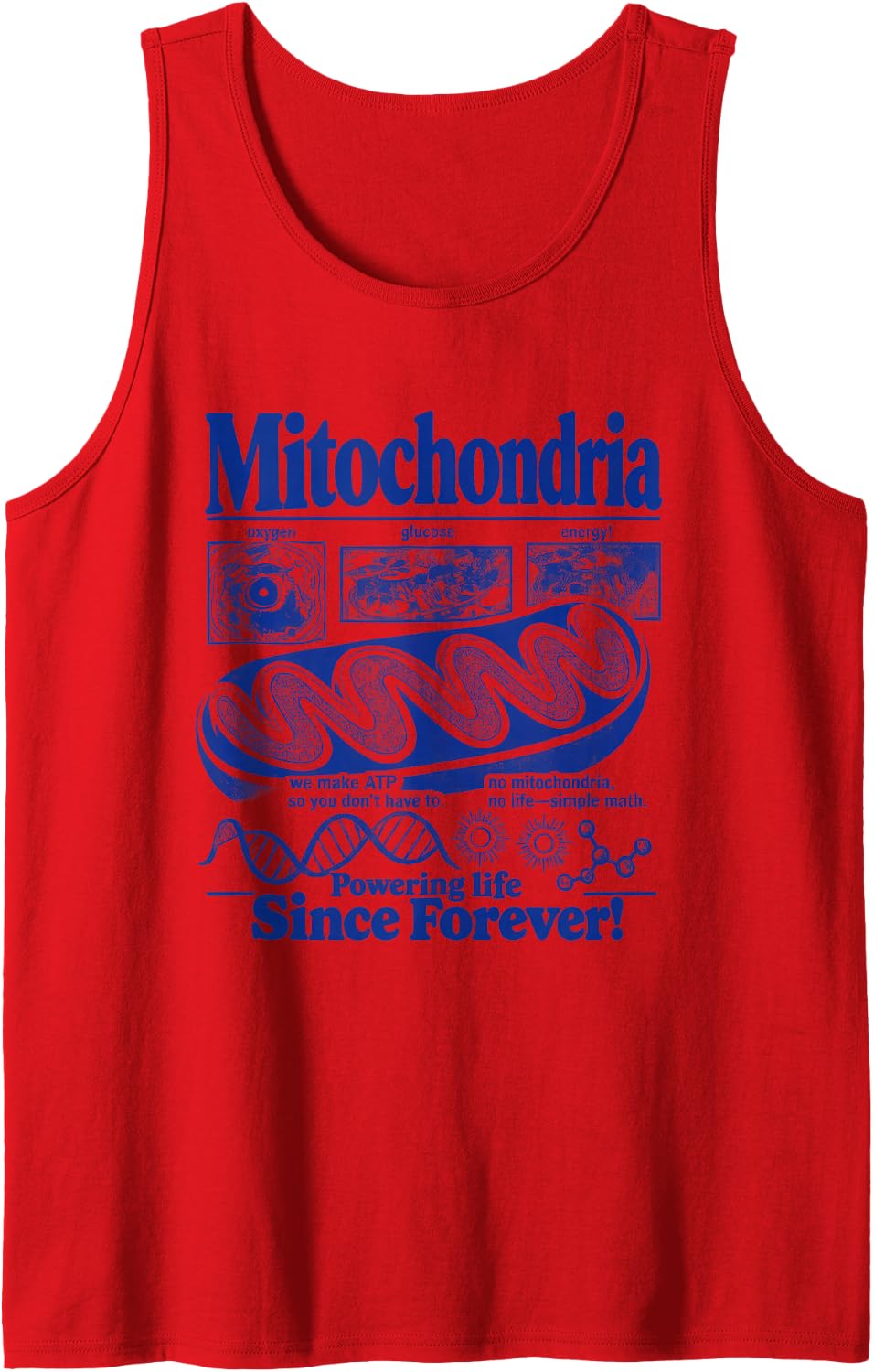 Biology Tshirt Mitochondria Cell Gift Funny Scientist Humor Sleeveless Tank Top - Red