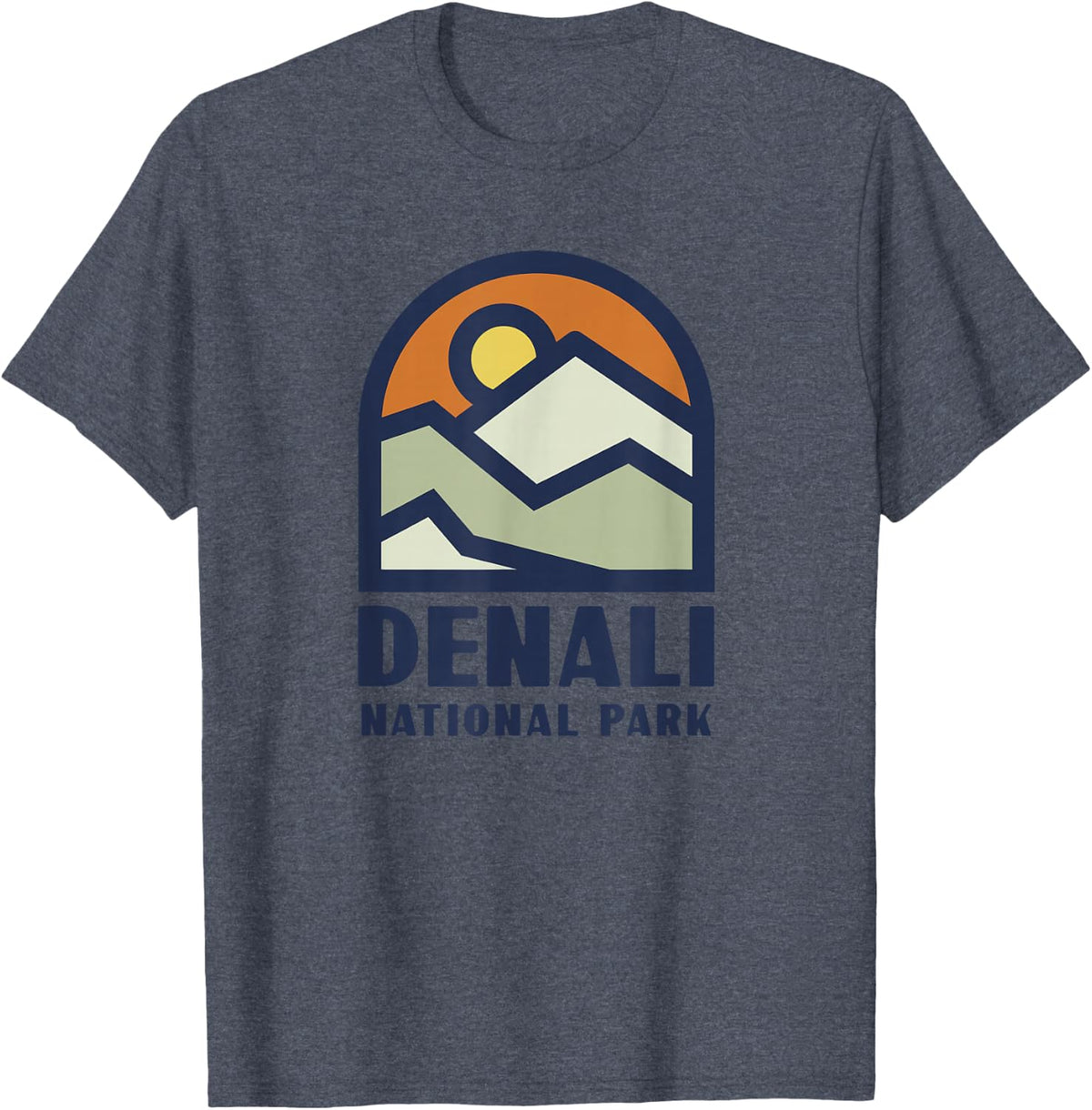 Family Vacation Gift - Retro Denali National Park Zip T-Shirt - Heather Blue