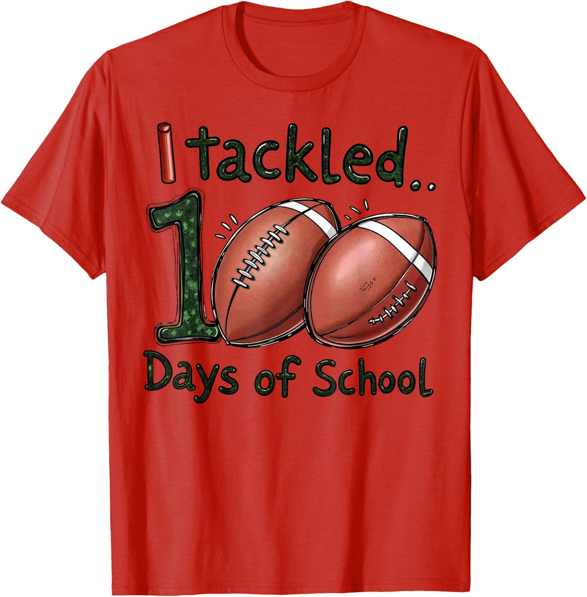 I Tackled 100 Days Of School Football 100th Day Student Boys T-Shirt - Red