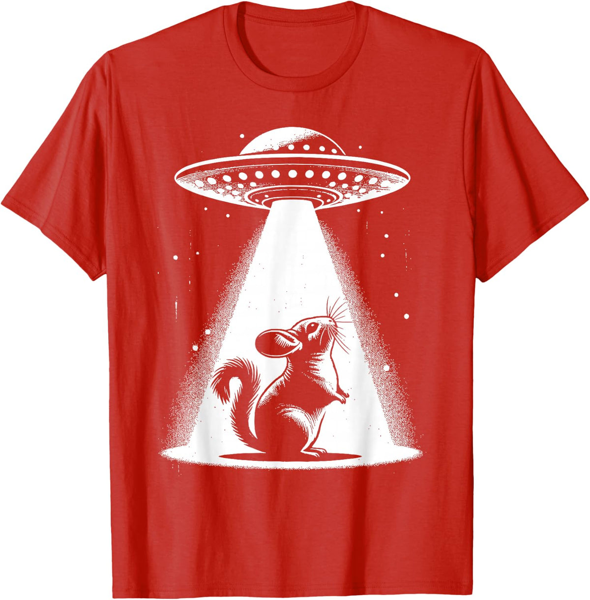 Chinchilla Dad Mom Lover - Funny Alien UFO T-Shirt - Red