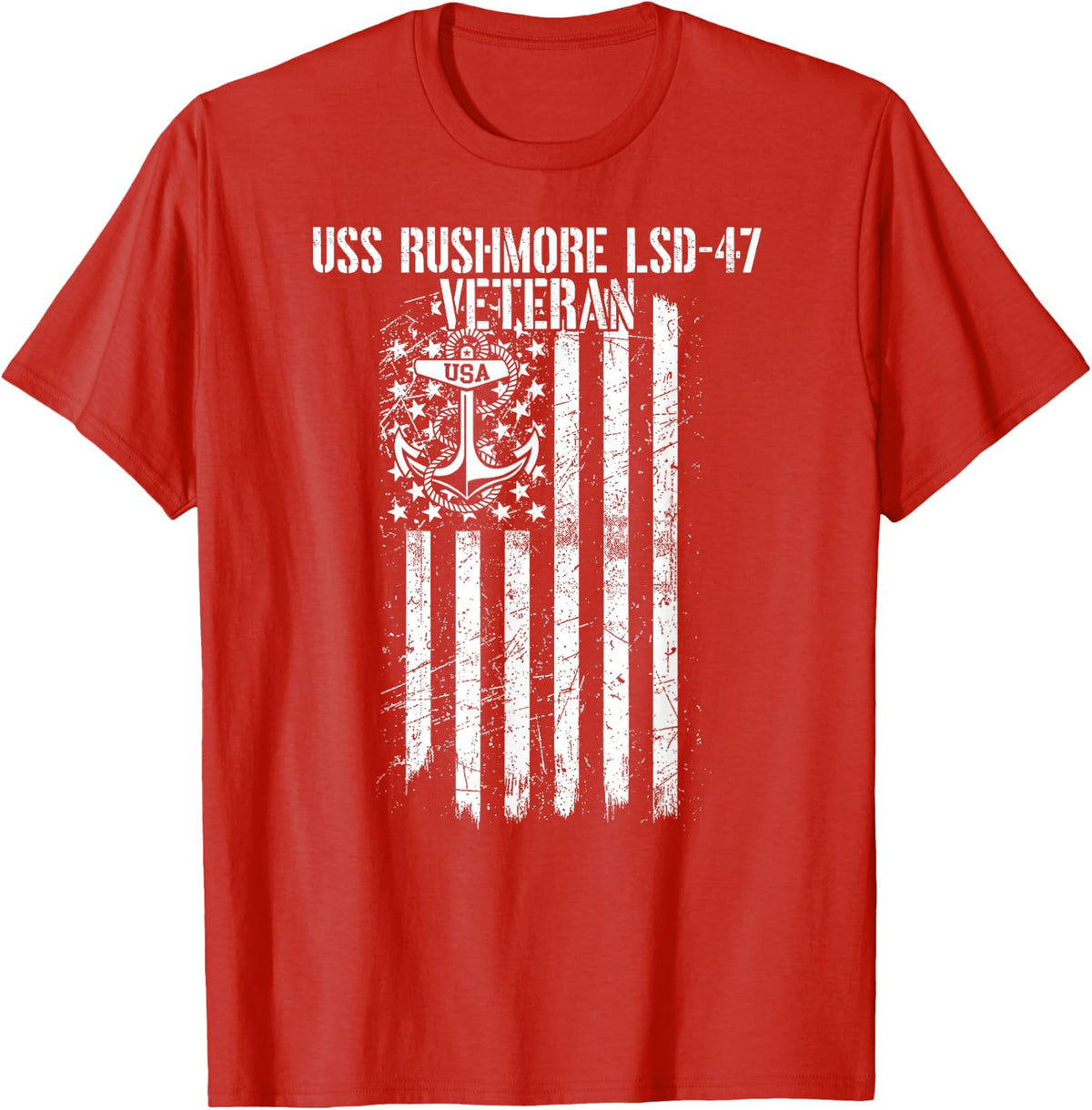 USS Rushmore LSD-47 Dock Landing Ship Veteran T-Shirt - Red