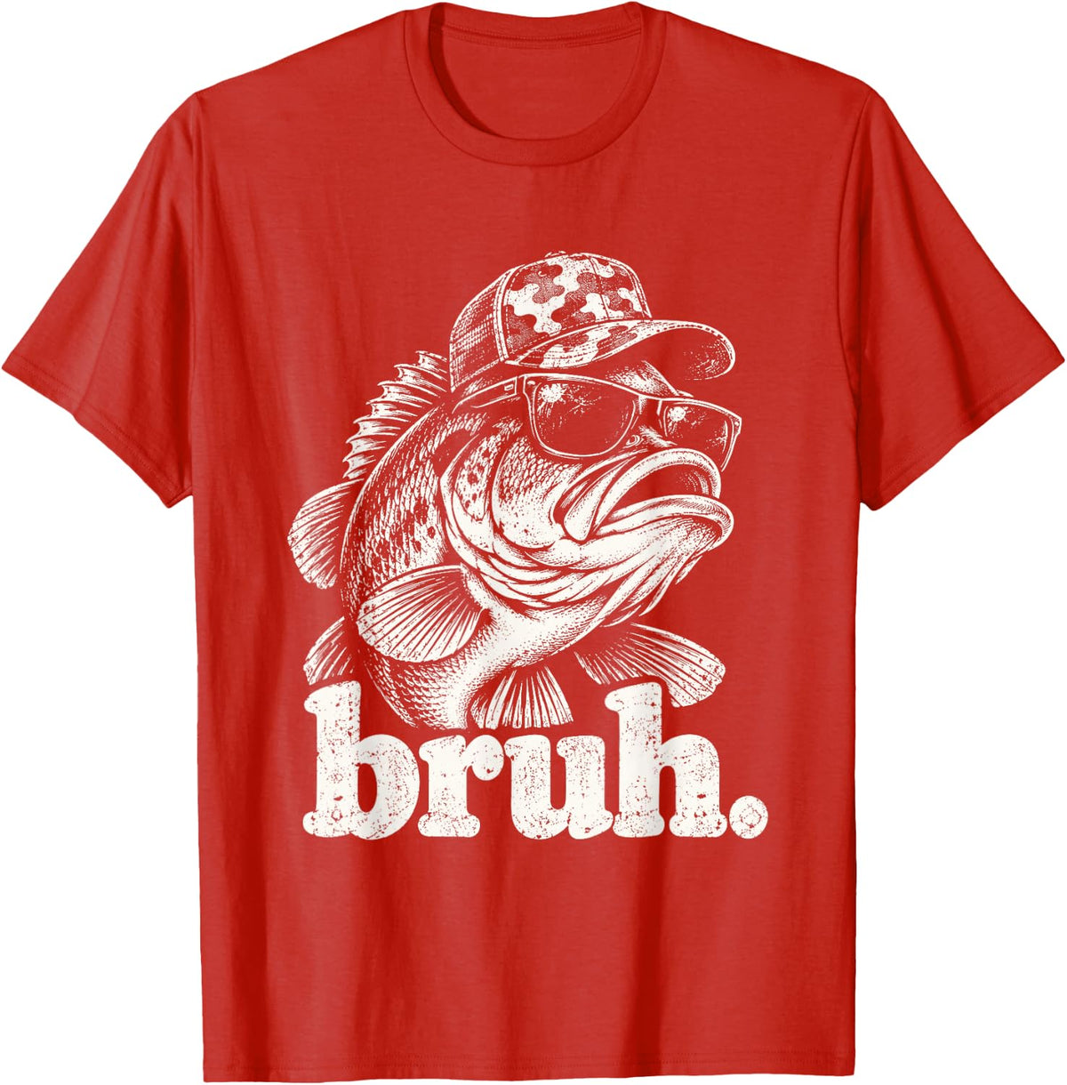 Bruh Bass Fishing Funny Fisherman T-Shirt - Red